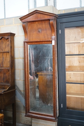 A George IV mahogany pier glass and table with arched pediment, width 66cm, total height 252cm